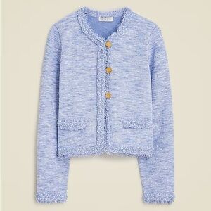 J.Crew Marled fringe-trim sweater lady jacket